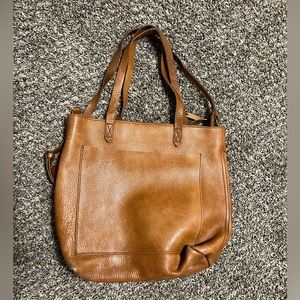 Madewell Large Leather Tote with outside pocket